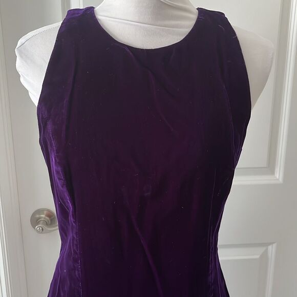 Donna Ricco New York Petite Purple Velvet with Open Back Satin Bows Party Dress - Picture 3 of 11